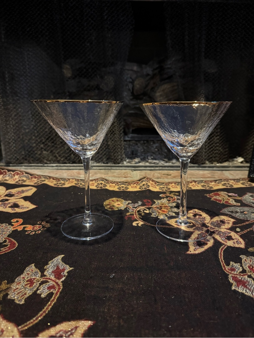 Clear Martini Glasses with Gold Rim - Set of 2